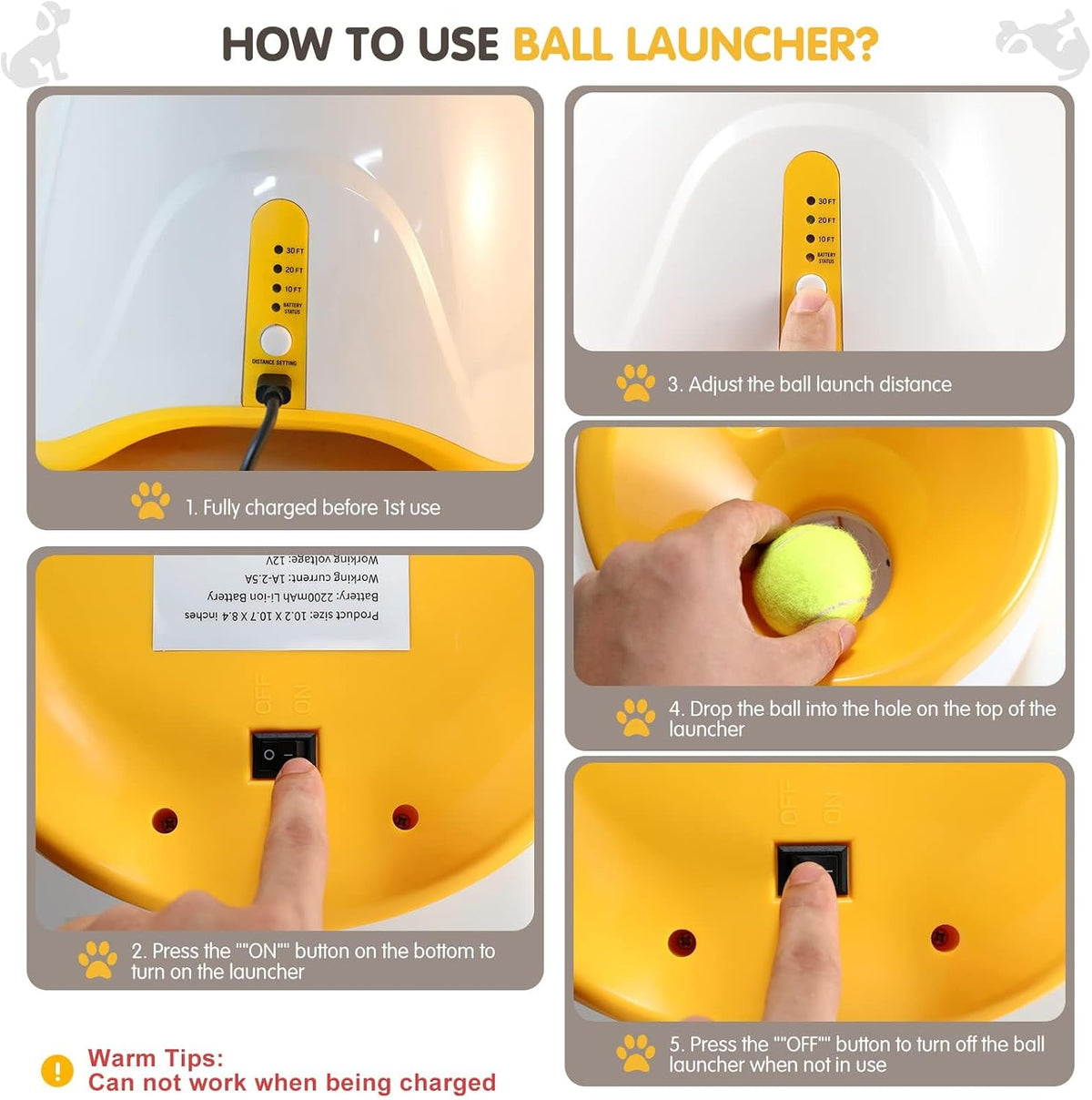 Automatic Dog Ball Launcher, Dog Ball Thrower with 15 Mini Tennis Balls Sizing 2 Inch and Mesh Bag, Interactive Dogs Toys Tennis Balls Launcher for Small Dogs with 3 Distance Settings