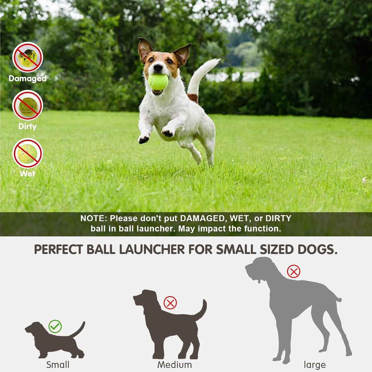 Automatic Dog Ball Launcher, Dog Ball Thrower with 15 Mini Tennis Balls Sizing 2 Inch and Mesh Bag, Interactive Dogs Toys Tennis Balls Launcher for Small Dogs with 3 Distance Settings